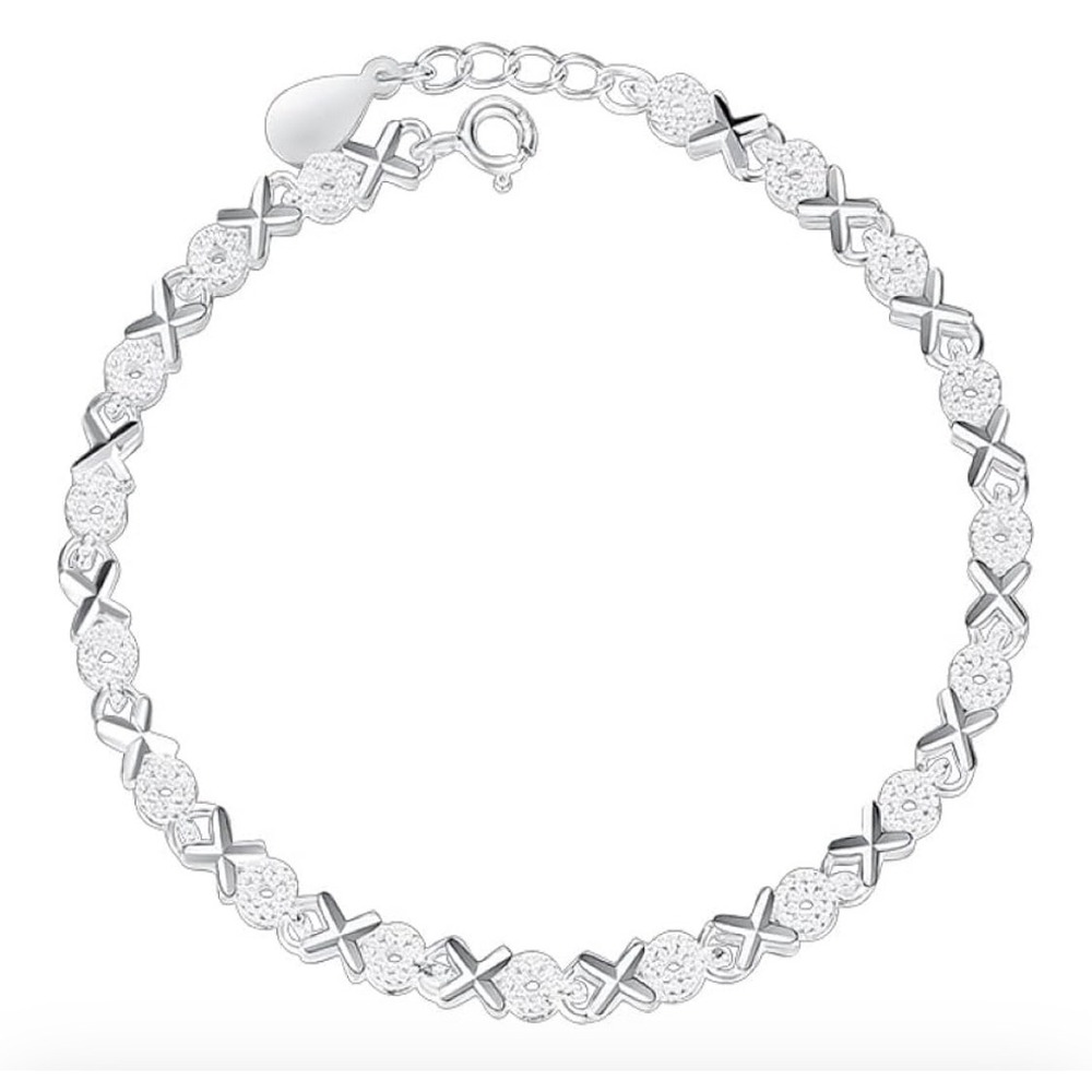 925 Sterling Silver XOXO Bracelet Women's Hugs and Kisses Tennis Bracelet, 7-9”‎